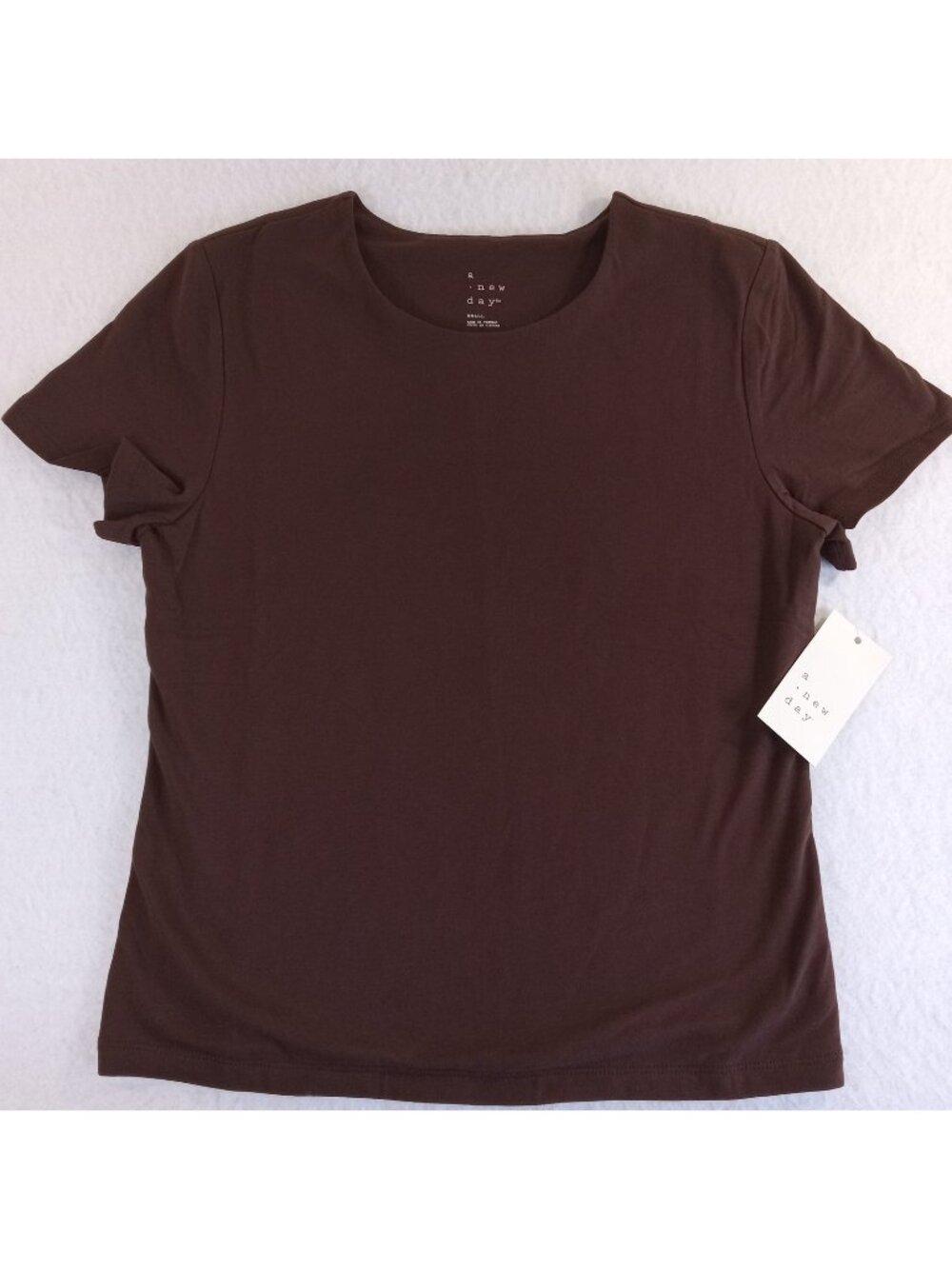 A New Day Women's Small S Brown Short Sleeve T-Shirt Tee Top NWT